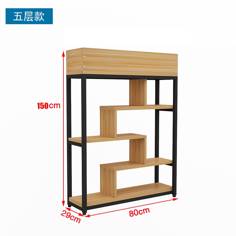 沃盛 现代简约精致隔断置物架书架办公室装饰柜架5层原木色 80*29*150cm高清大图
