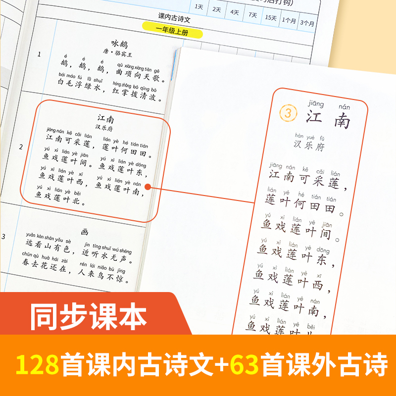 [小学+初中/共4本]古诗词打卡计划本+默写本 小学升初中 [正版]易蓓小学必背古诗词背诵打卡计划本复习计划本艾宾浩斯记