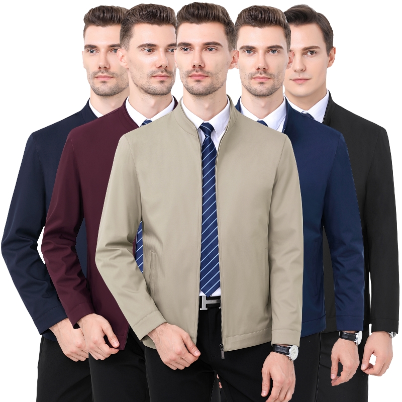 免费试穿 2026春秋季新款夹克男翻领拉链政务茄克免烫夹克衫青中年男士外套夹克男商务休闲翻领中老年领导干部茄克衫大码男装高清大图