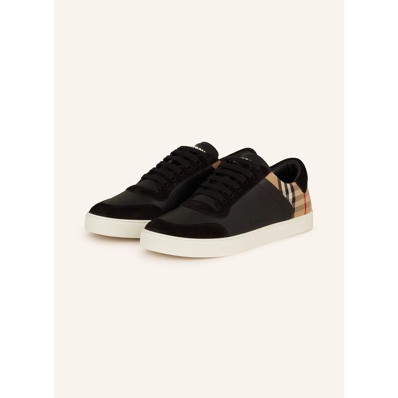 博柏利(BURBERRY)意大利进口光滑皮革拼接跑鞋透气防滑休闲运动鞋高清大图