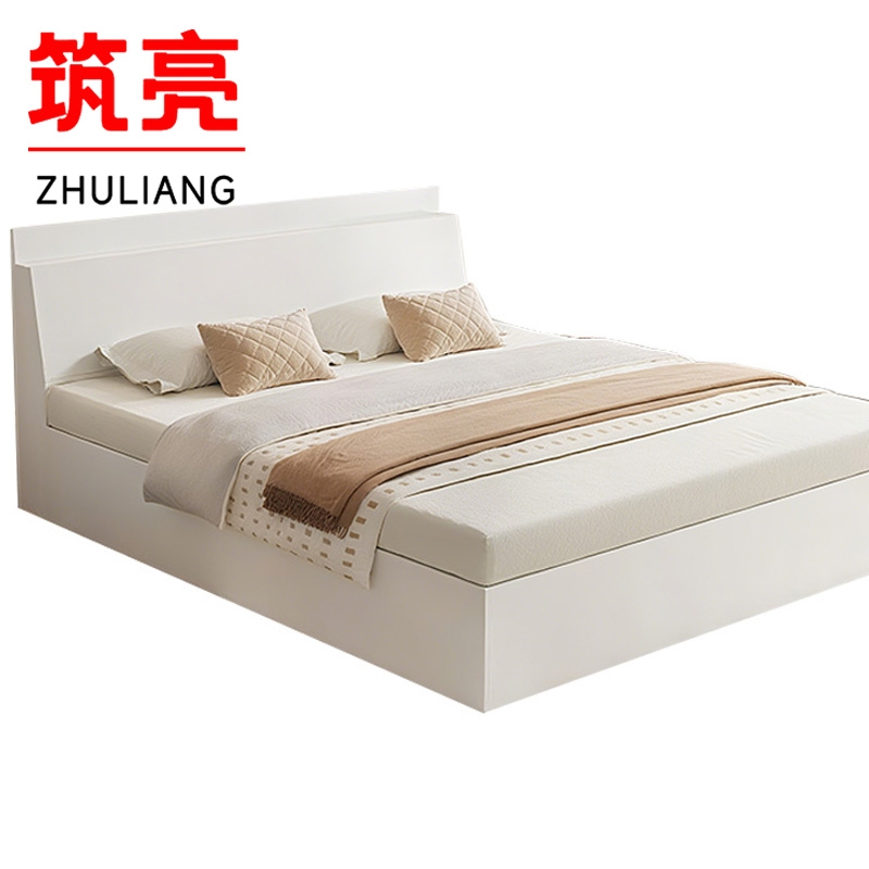 筑亮 公寓床 150*200*88cm白色+10cm床垫 套高清大图
