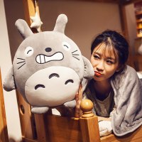 龙猫抱枕被子两用靠垫午睡枕办公室汽车靠枕珊瑚绒午休毯子空被