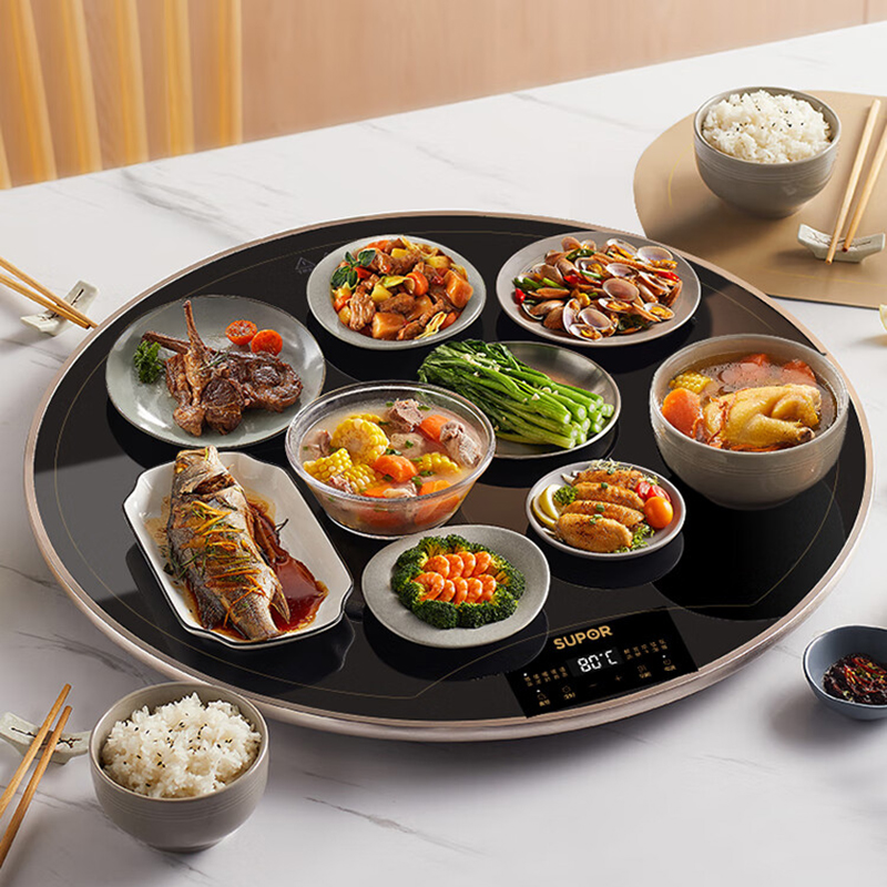 苏泊尔(SUPOR)暖菜板 家用热菜板快速升温 大面积旋转加热板 烘干发酵解冻饭菜保温板(圆形) BZ60A801