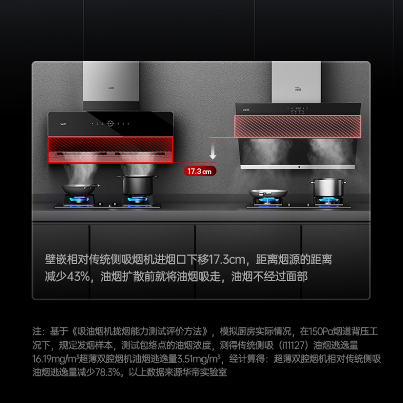 华帝(vatti)24m³大风量抽油烟机挥手智控自清洁超薄双腔·艺术家X1+73B家用5.0KW大火力天然气燃气烟灶套装
