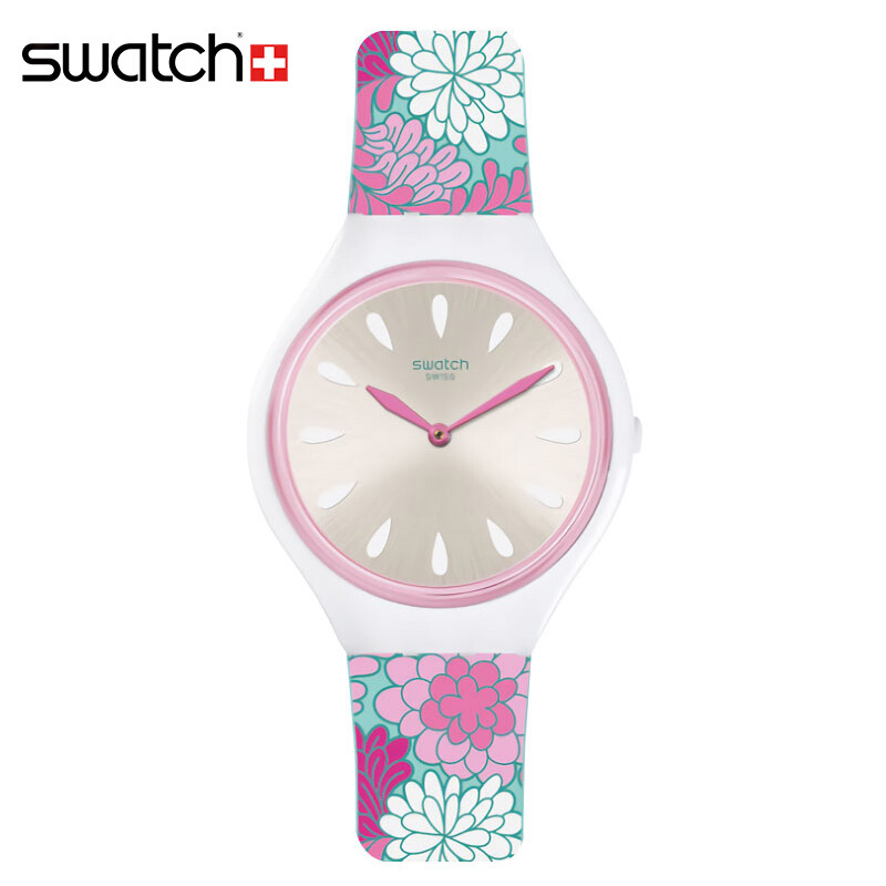 斯沃琪(SWATCH)手表 SKIN系列 绚烂花朵印花 树脂表带 休闲 石英女士表SVOZ100