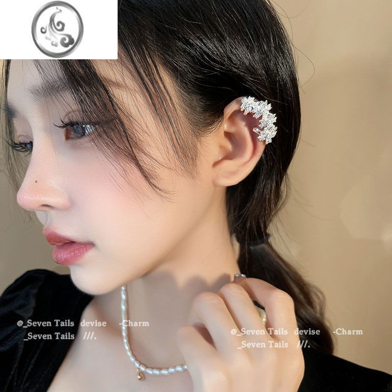 JiMi满钻花朵耳夹女无耳洞新娘耳骨夹高级感精灵秋冬耳环耳饰头饰耳挂