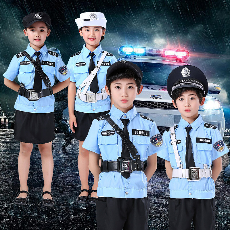 迪鲁奥diluao儿童六一儿童警察服小衣服黑猫警长男童迷彩服演出服套装