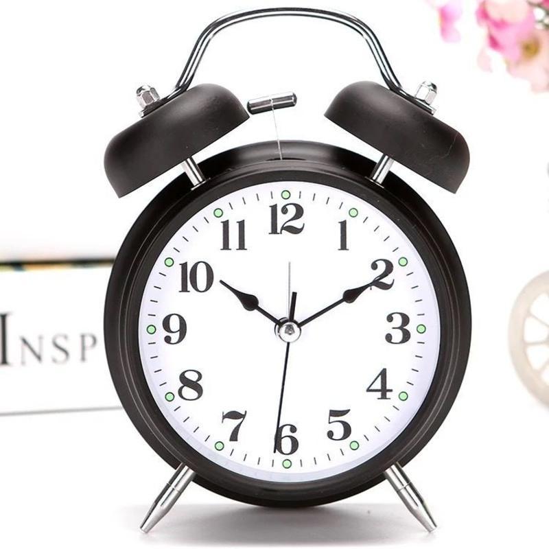 4寸加强版黑色 闹钟学生简约宿舍超响复古夜光初中多功能儿童少女男