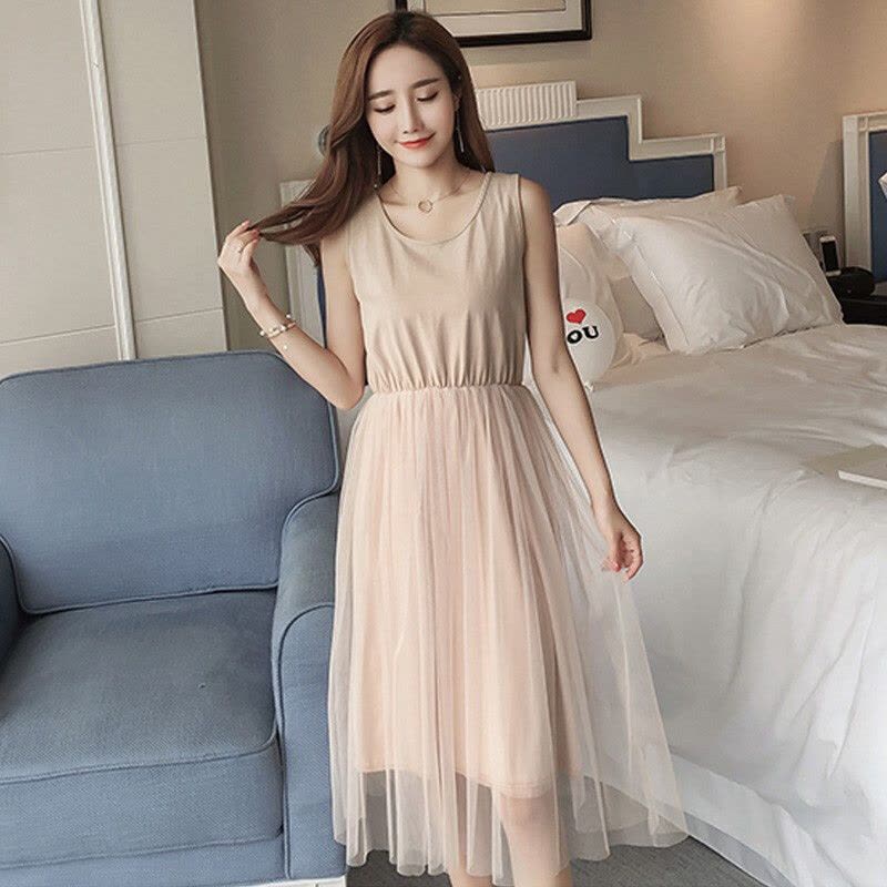 迪鲁奥(DILUAO)孕妇哺乳装2021夏季新款孕妈时尚外出背心裙+短袖印花T两件套图片