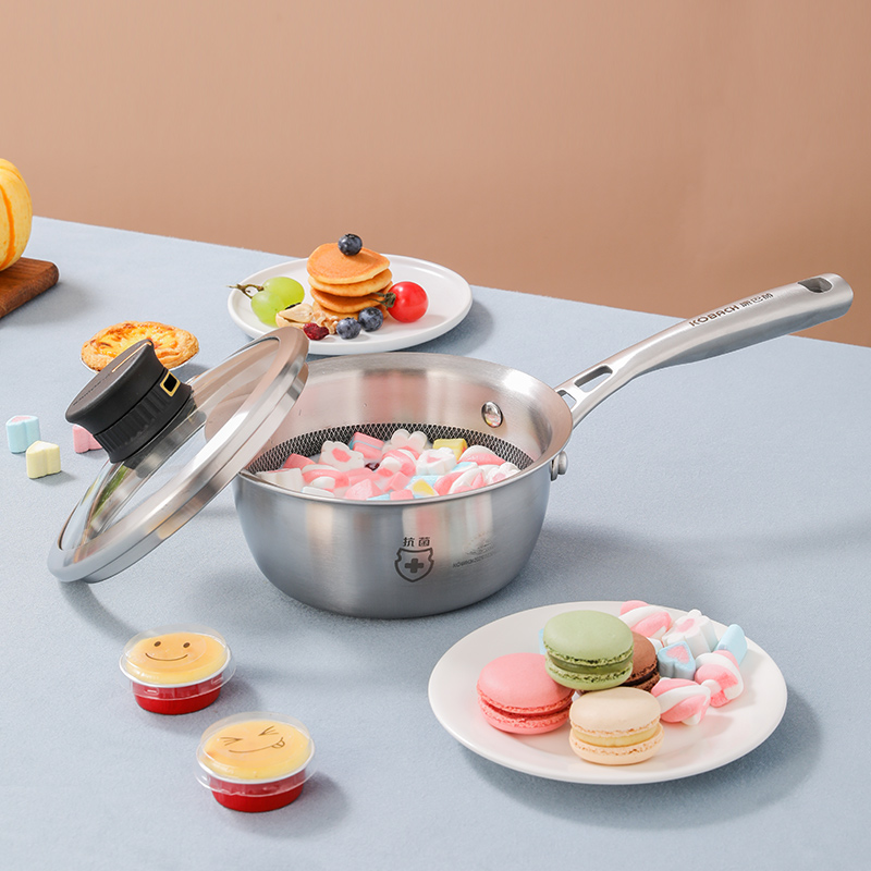 康巴赫(KBH)第五代奶锅5代宝宝辅食锅抗菌不锈钢Pro蜂窝煮粥煮奶锅泡面锅电磁炉燃气灶通用 五代抗菌不锈钢奶锅18cm高清大图