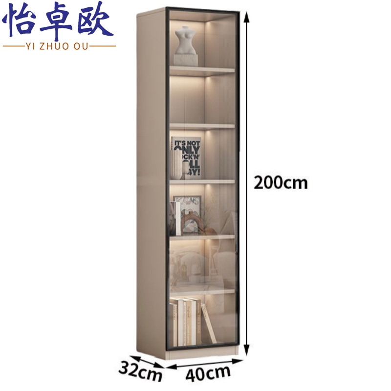 怡卓欧实木书柜单门台高清大图