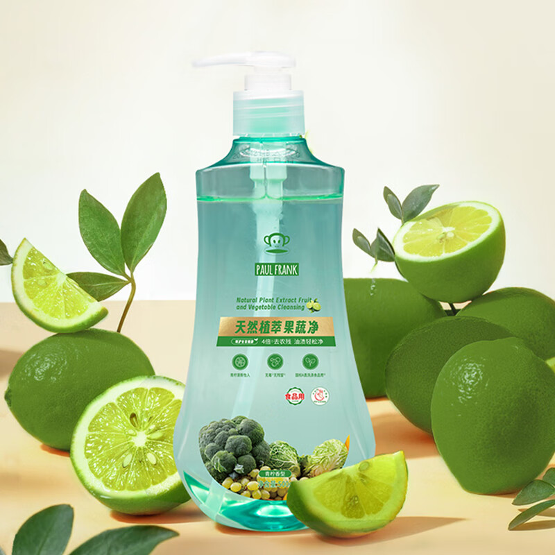 大嘴猴(Paul Frank)天然植萃果蔬净500g*4瓶 共2kg 厨房清洁 多场景适用高清大图