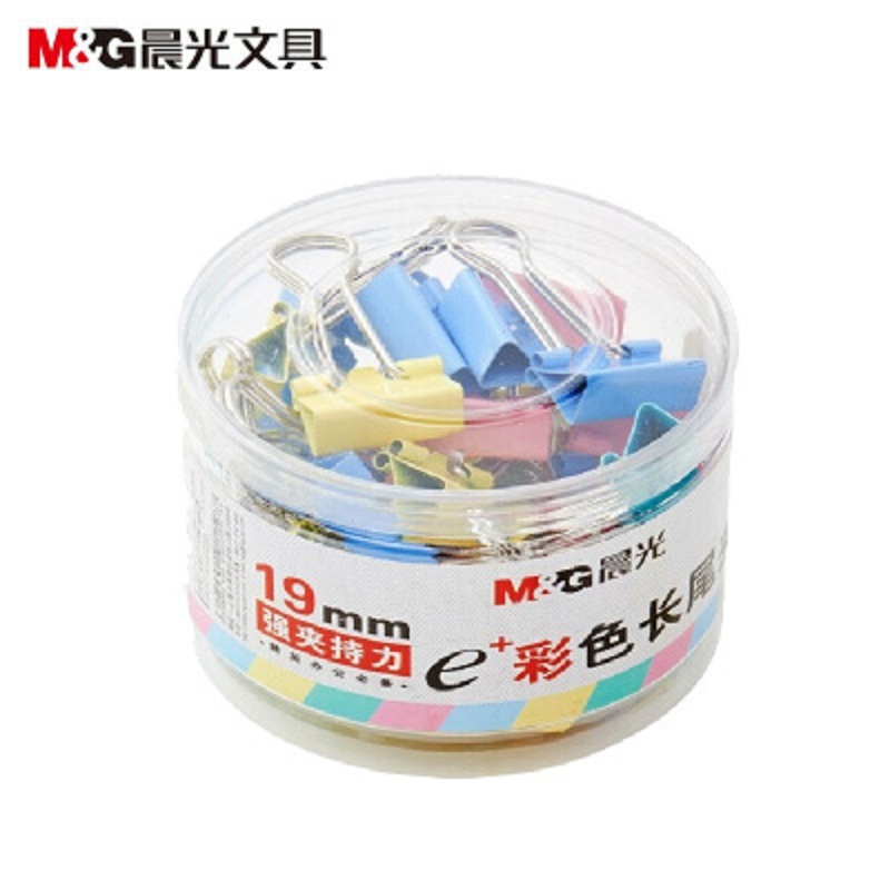 晨光(M&G)19mm彩色长尾夹 金属票据夹 Eplus系列办公燕尾夹 罐ABS92742高清大图