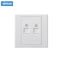 西蒙(simon) E3 插座开关插板86型开关插座面板 电脑加电话插座 电话+电脑 雅白色