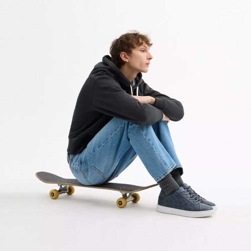 蔻驰(COACH)高帮帆布休闲鞋男低帮运动鞋潮板鞋经典系带百搭配件高清大图