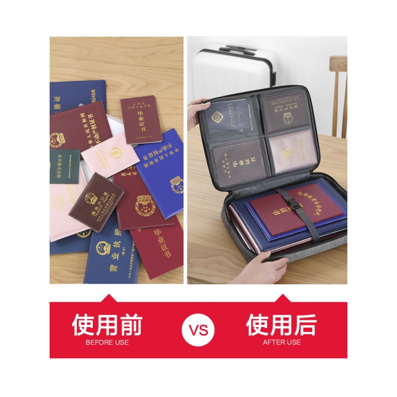 多层收纳包家庭包文件档案收纳盒小便携家用户口本整理箱高清大图