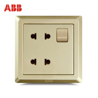 ABB开关插座 德逸珍珠金 一开四孔带开关10A电源面板AE222-PG