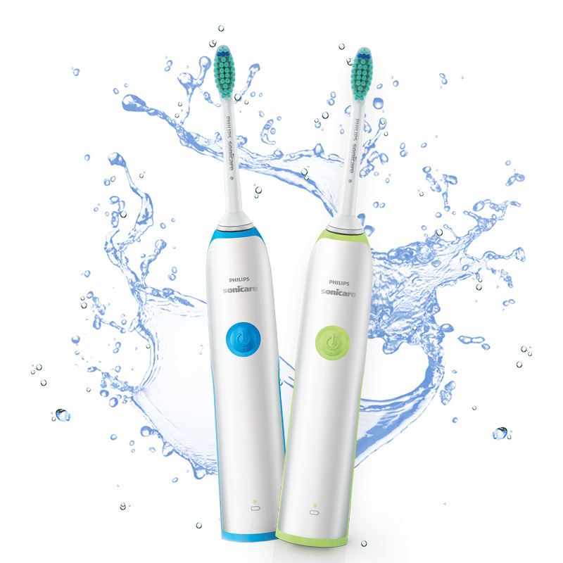 飞利浦电动牙刷 成人家用声波震动牙刷充电式软毛刷头 湖蓝色-标配1支