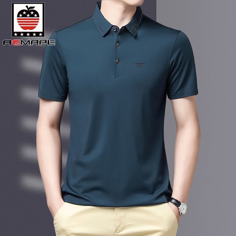 爱曼普正品男士棉POLO衫男中青老夏季休闲打底衫男大码爸爸装上衣