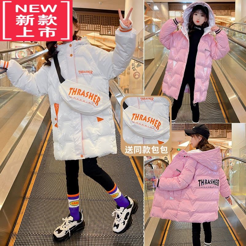 可莉允女童棉服冬装加厚2022新款洋气棉袄中大童冬款儿童羽绒中长款棉衣图片