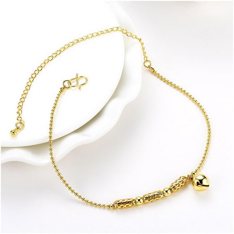 A051-A Women 18K yellow gold anklet jewelry 镀黄金色女脚链潮