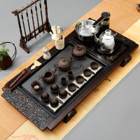 金镶玉 功夫茶具套装 实木茶盘茶壶茶杯泡茶炉整套 吉祥紫砂套组