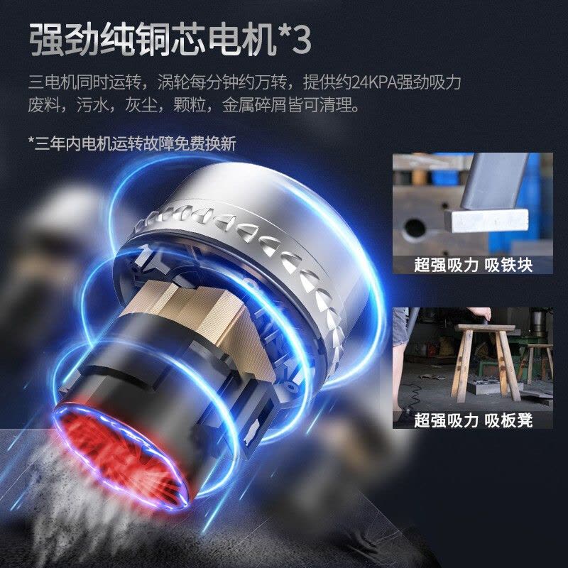志高(CHIGO)5500W大功率吸尘器工业用强力大型工厂车间粉尘大吸力吸尘机70L升级款推吸款图片