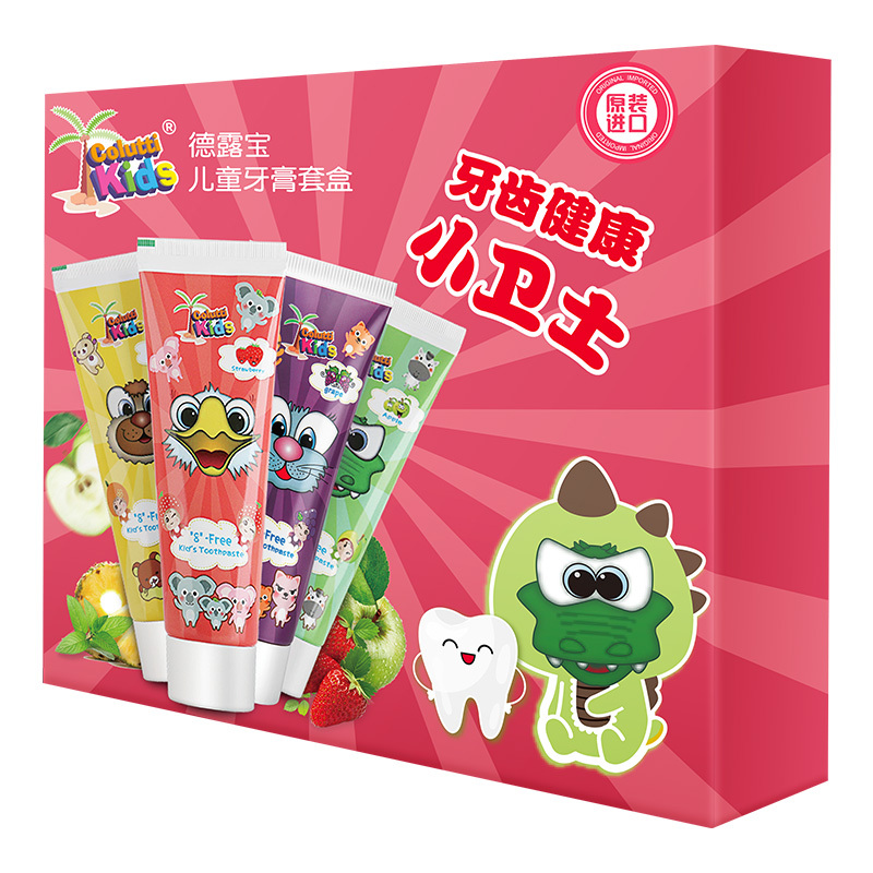 德露宝 儿童牙膏2-3-6-12岁可吞咽无氟 韩国进口 婴儿换牙期 宝宝牙膏