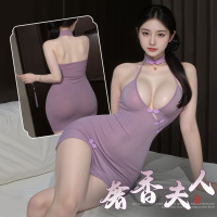 霏慕性感情趣内衣包臀短裙女式情趣睡衣奢香夫人深V斜开襟旗袍大码 ZY6142