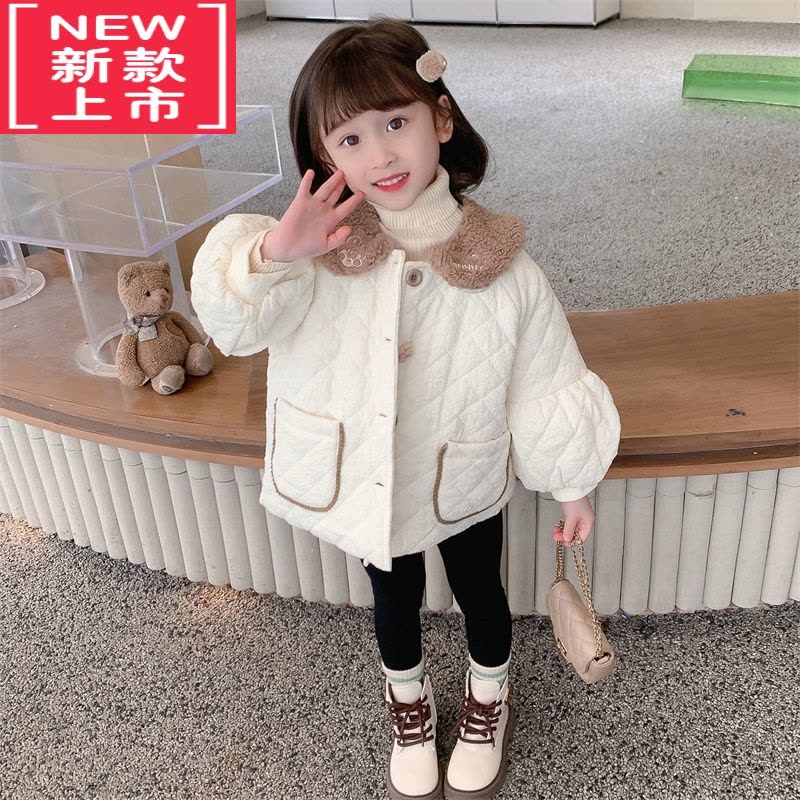 可莉允女童加绒棉服外套秋冬季2022新款儿童棉袄女宝宝洋气冬装加厚棉衣图片