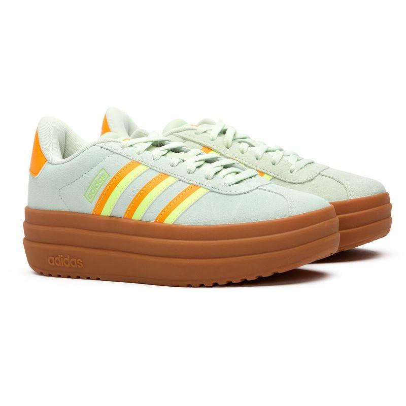 阿迪达斯(adidas)女士休闲板鞋复古潮流拼色系带运动鞋绿橙撞色经高清大图