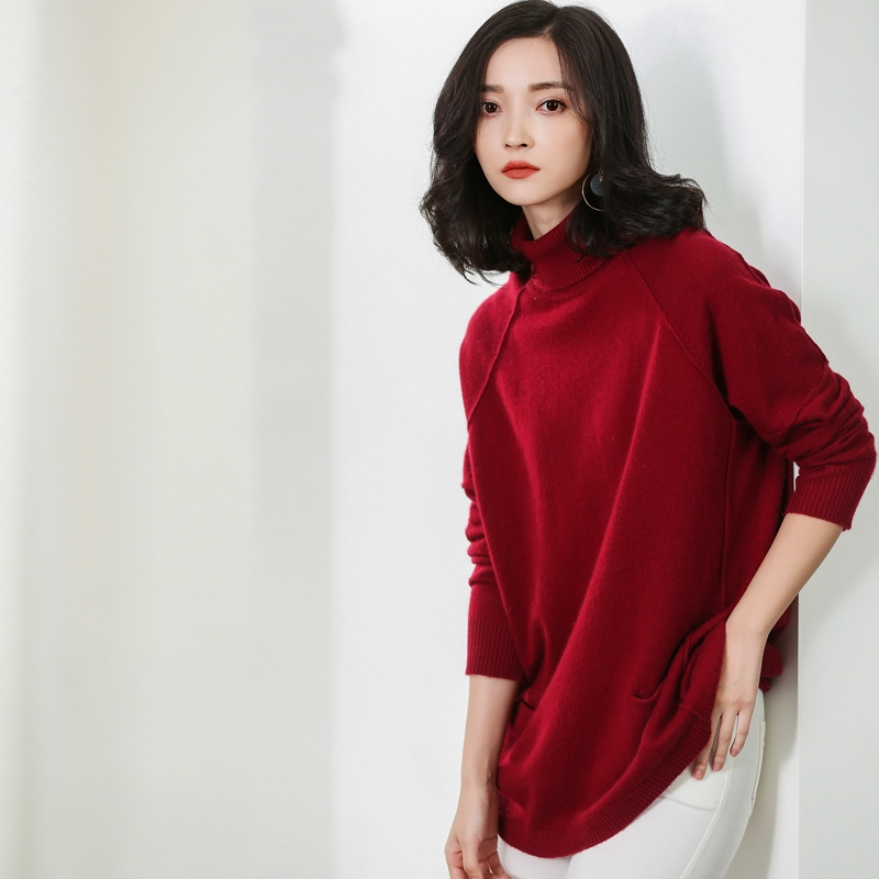 新款宽松短款毛衣女韩版大码高领加厚羊绒衫时尚百搭针织打底