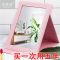 十字纹黑 [全面屏]特小号[非常非常小]无梳子 镜子折叠化妆镜台式皮革随身镜学生宿舍女高清便携镜大小号梳妆镜
