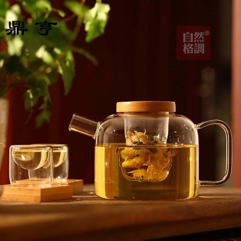 鼎亨自然格│高硼硅玻璃 花茶壶 绿茶壶 加热煮茶玻璃茶具套装