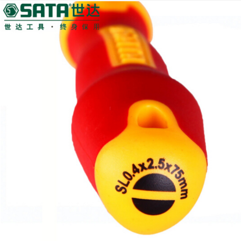 世达SATA T系列双色柄一字绝缘螺丝批61321-61325 6.5x150MM 61325