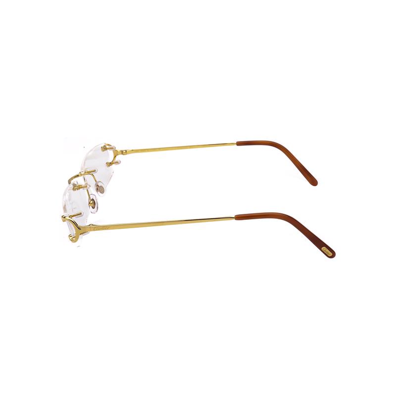 Cartier中性太阳镜金属框透明金矩形眼镜框高清大图