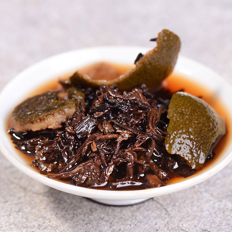 茗纳百川 茶叶 新会陈皮柑橘普洱茶熟茶特级散装大红柑 茗茶 五星陈年柑普1粒装35克