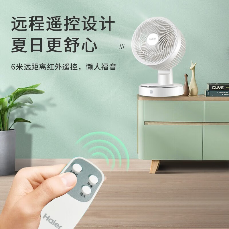 海尔(Haier)空气循环扇台式风扇家用电风扇上下左右摇头小风扇电扇涡轮换气扇循环对流电风扇HFX-TY2025 遥控款高清大图