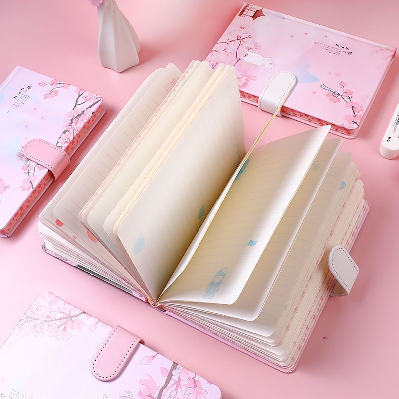 樱花古风磁扣手账本高颜值仙气闺蜜仙女笔记本本子少女心套装学生