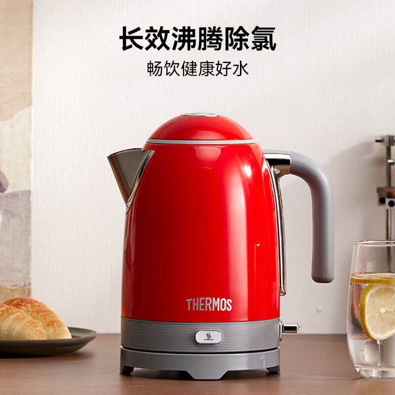 膳魔师 家用大容量316不锈钢恒温保温烧水壶 EHA-1332A红色