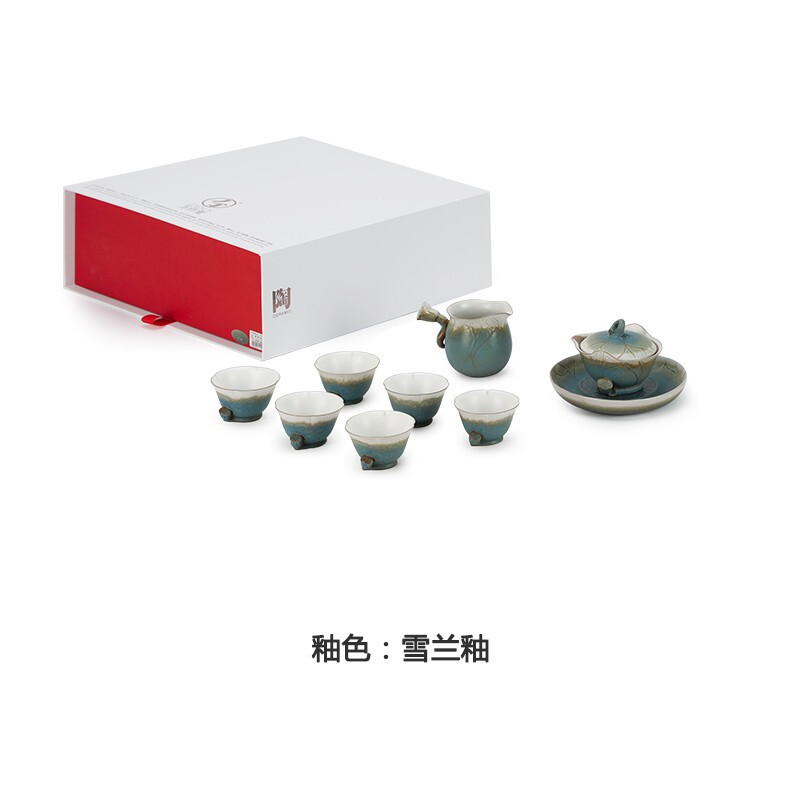 万仟堂(EDENUS)秋荷一池·成套茶具黑铁釉(一壶一承一海六杯)高清大图