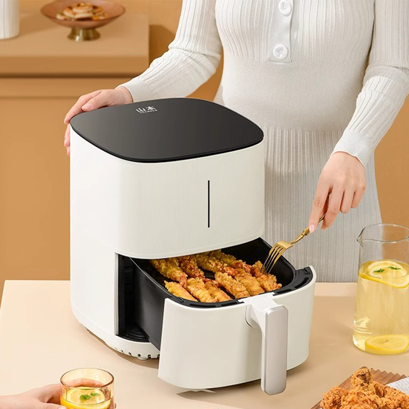 山本空气炸锅5.5L大容量全自动可视化智能无油烟白色8208TS高清大图