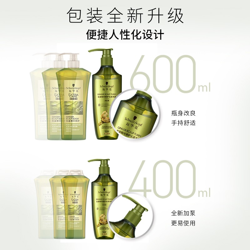 施华蔻(Schwarzkopf)生姜精华修护头皮净彻洗发露600ml高清大图