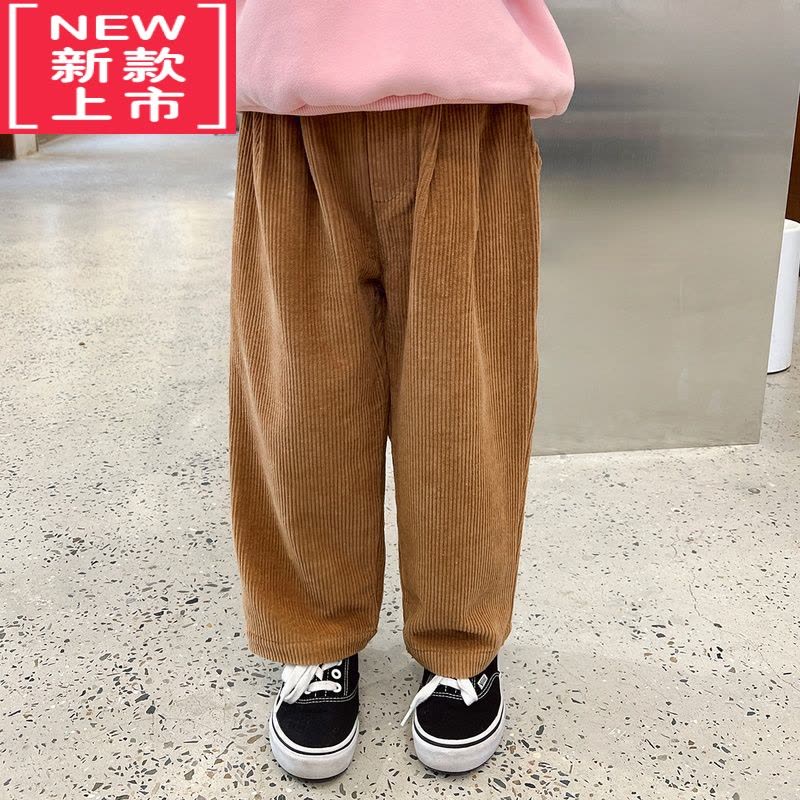 可莉允女童灯芯绒裤2022冬季新款儿童加厚保暖休闲裤宝宝加绒裤子保暖裤图片