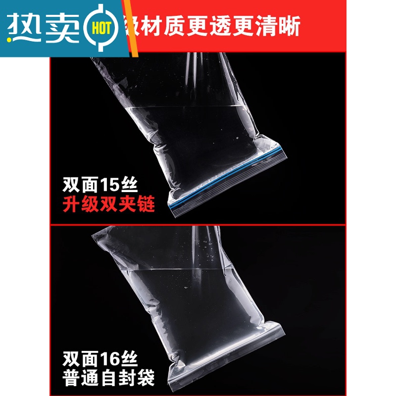敬平透明袋塑料袋包装袋子家用冰箱收纳零食保鲜密封袋小大号加厚 20x28cm 双面15丝(50个价) 食品级P保鲜袋高清大图