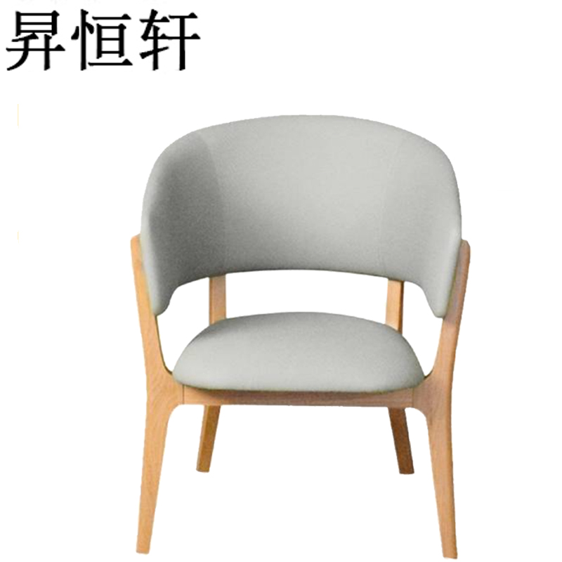 昇恒轩 单人沙发实木餐椅现代简约带扶手皮椅/个(灰色)高清大图