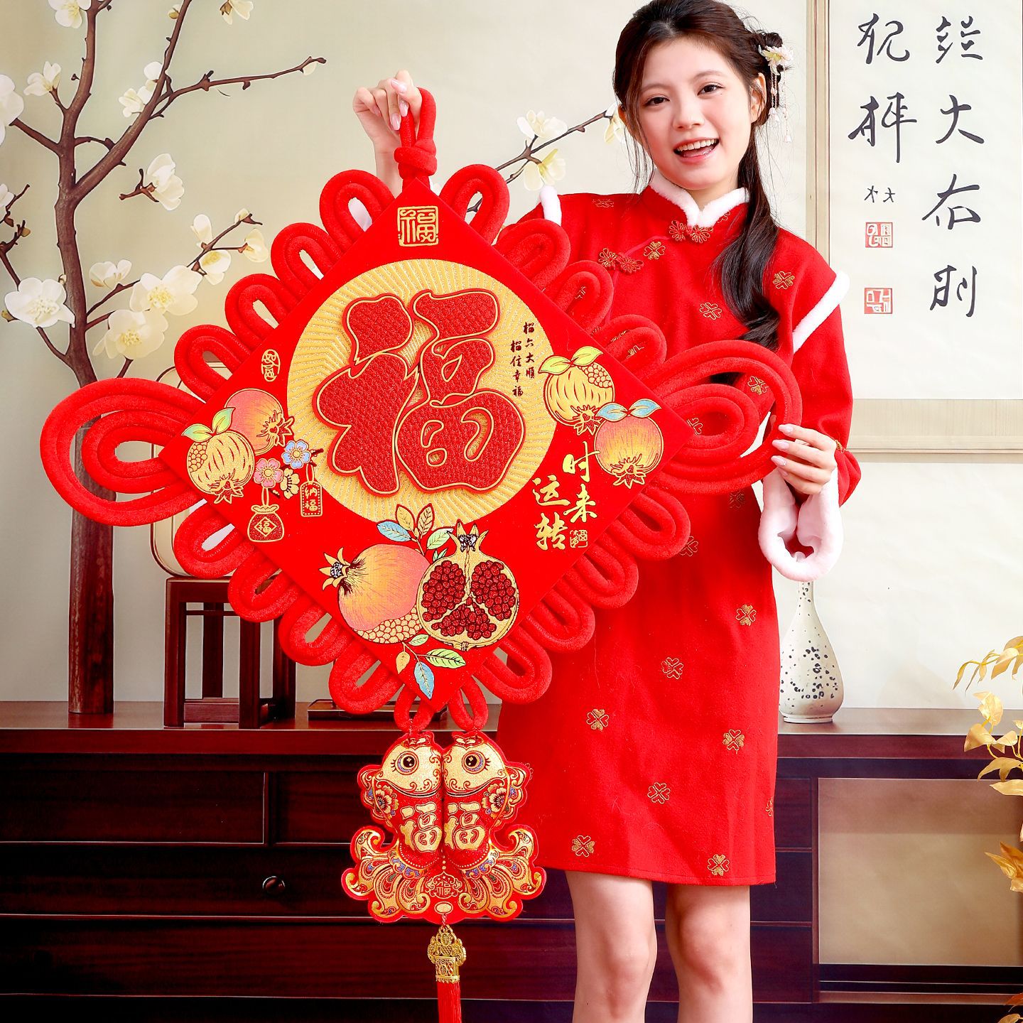福字中国结挂件大号新年挂饰客厅电视背景墙装饰品春节年货平安结高清大图