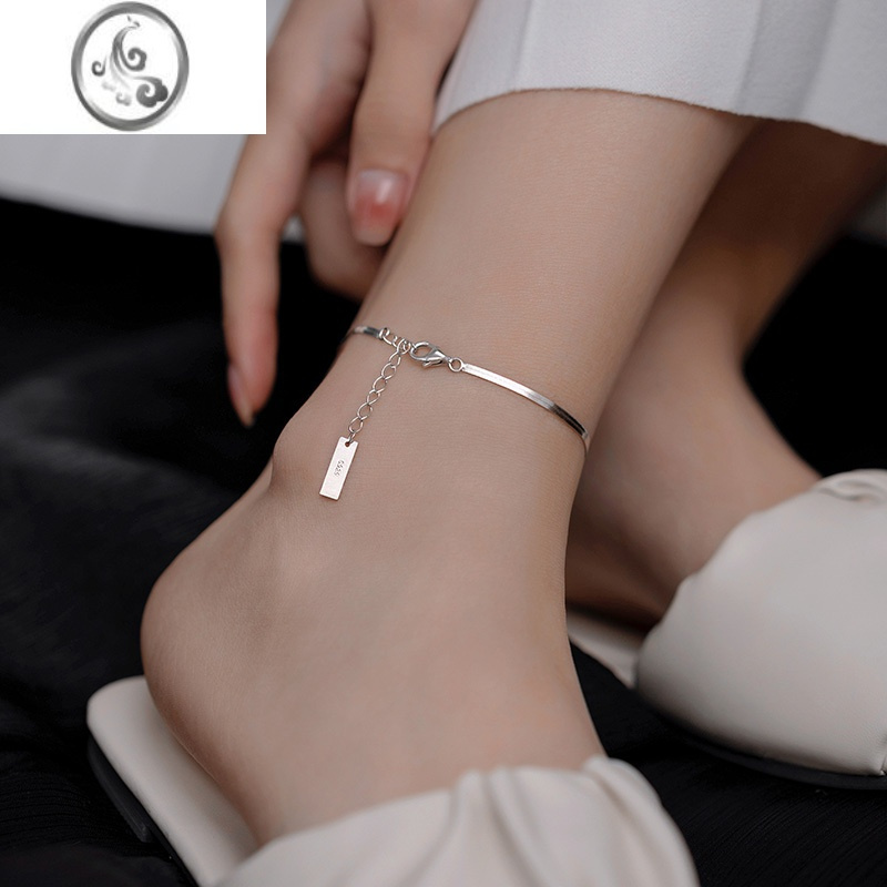 jimi925银银脚链女2022年新款潮冷淡风足链小众设计感脚踝链