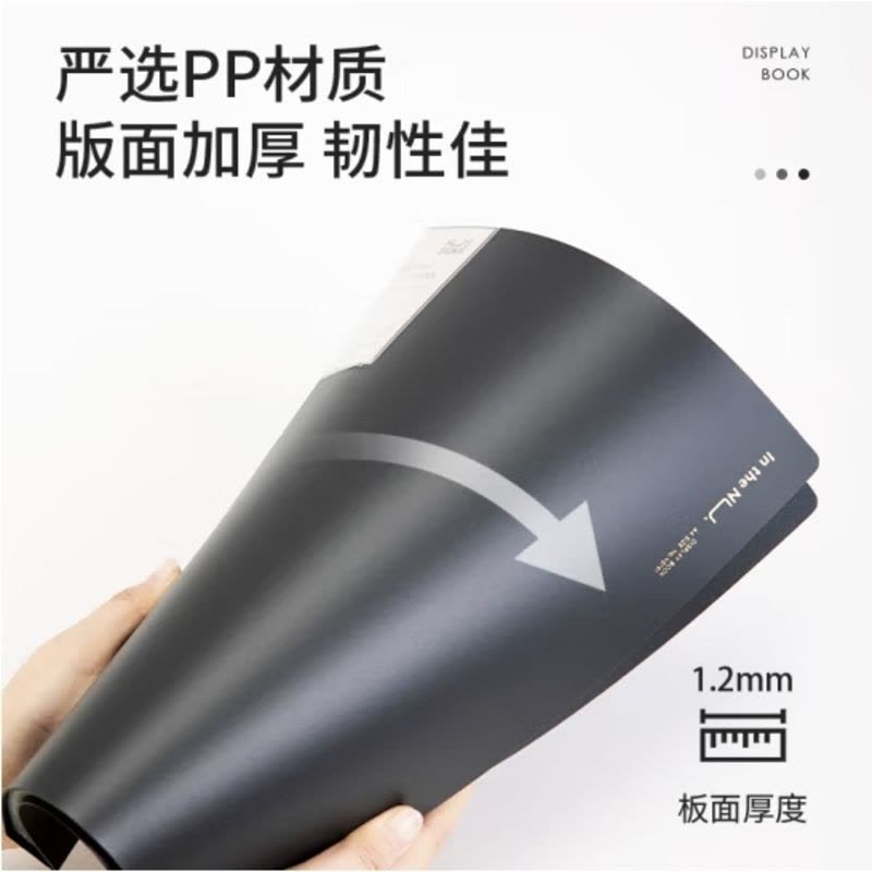得力纽赛(NUSIGN)编码资料册A4/40页 彩色文件收纳册带页码活页插袋文件夹办公学生用品 极致灰NS191图片