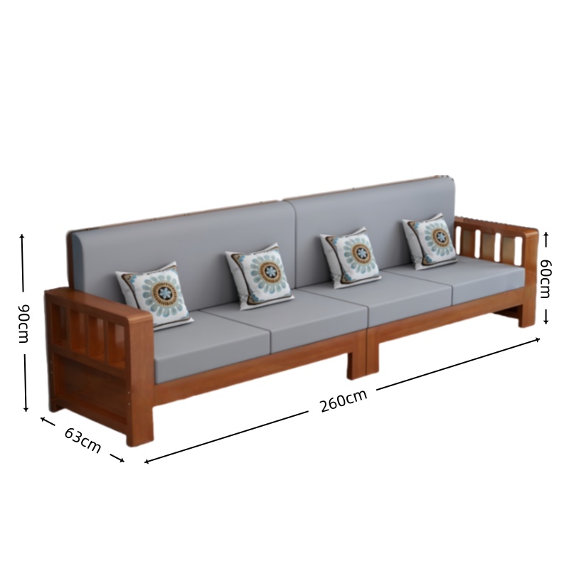 智叶舟中式沙发四人位260*63*90cm张高清大图